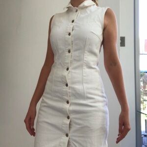 And Other Stories Sleeveless White Button-Front Dress